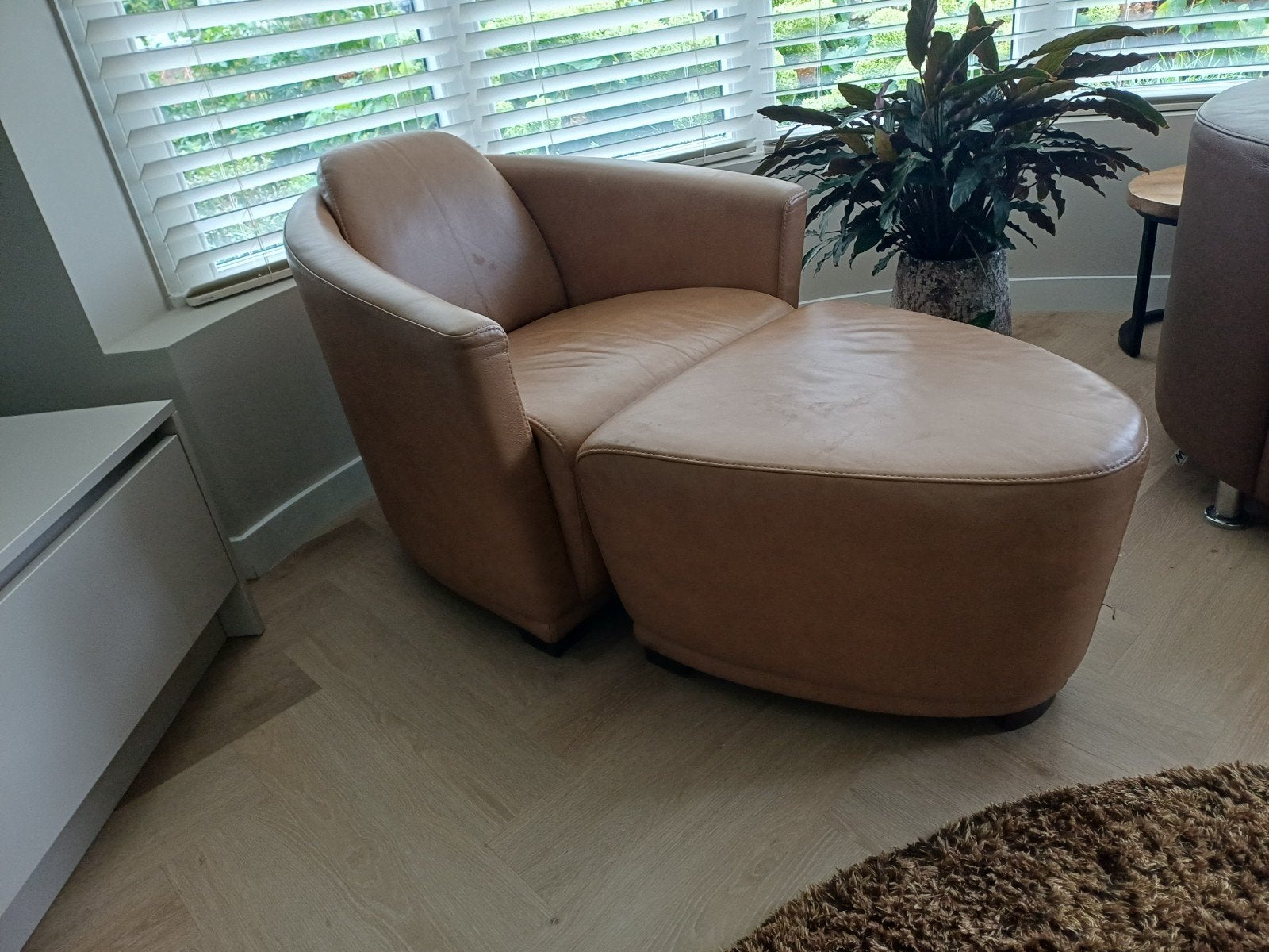 Fauteuil merk, Caliaitalia met Hocker/Poef, Huis en Inrichting, Fauteuils, Ophalen, Modern design, Gebruikt, 75 tot 100 cm