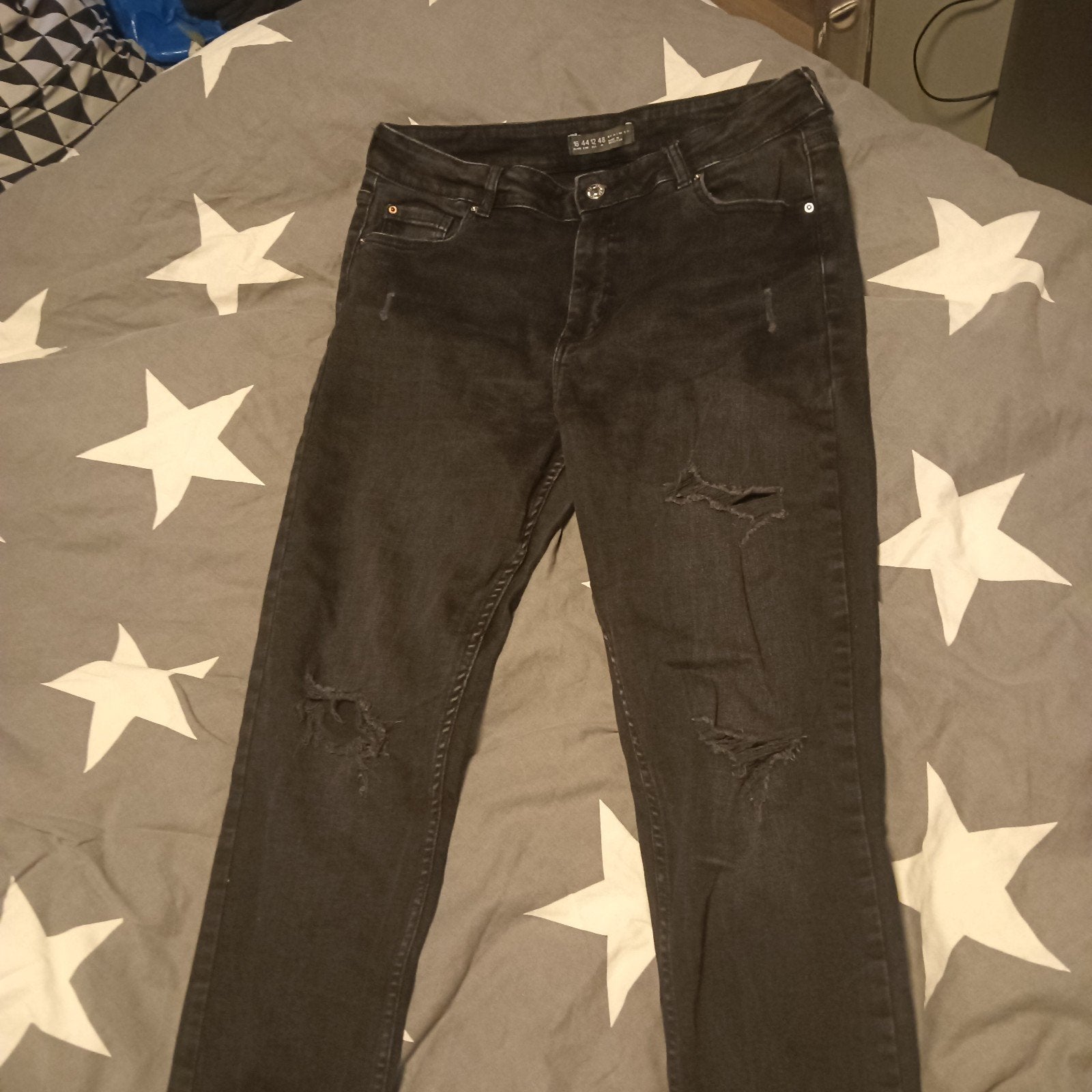 Zgan Zwarte ripped jeans van Denim Co. Maat 44, Ophalen, Zwart, W33 - W36 (confectie 42/44), Gedragen