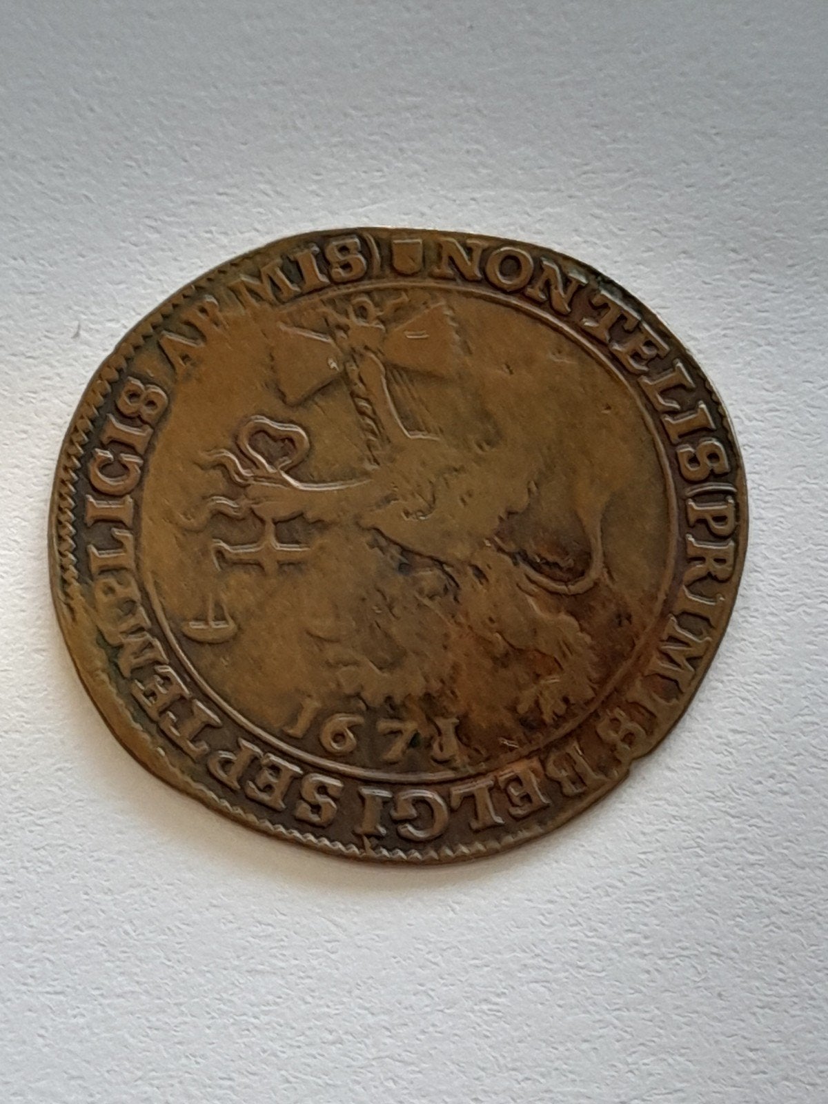 Jeton Brons Utrecht Rekenpenning 1671 - 3,4 cm, 8,49 gr, Postzegels en Munten, Munten | Nederland, Ophalen of Verzenden