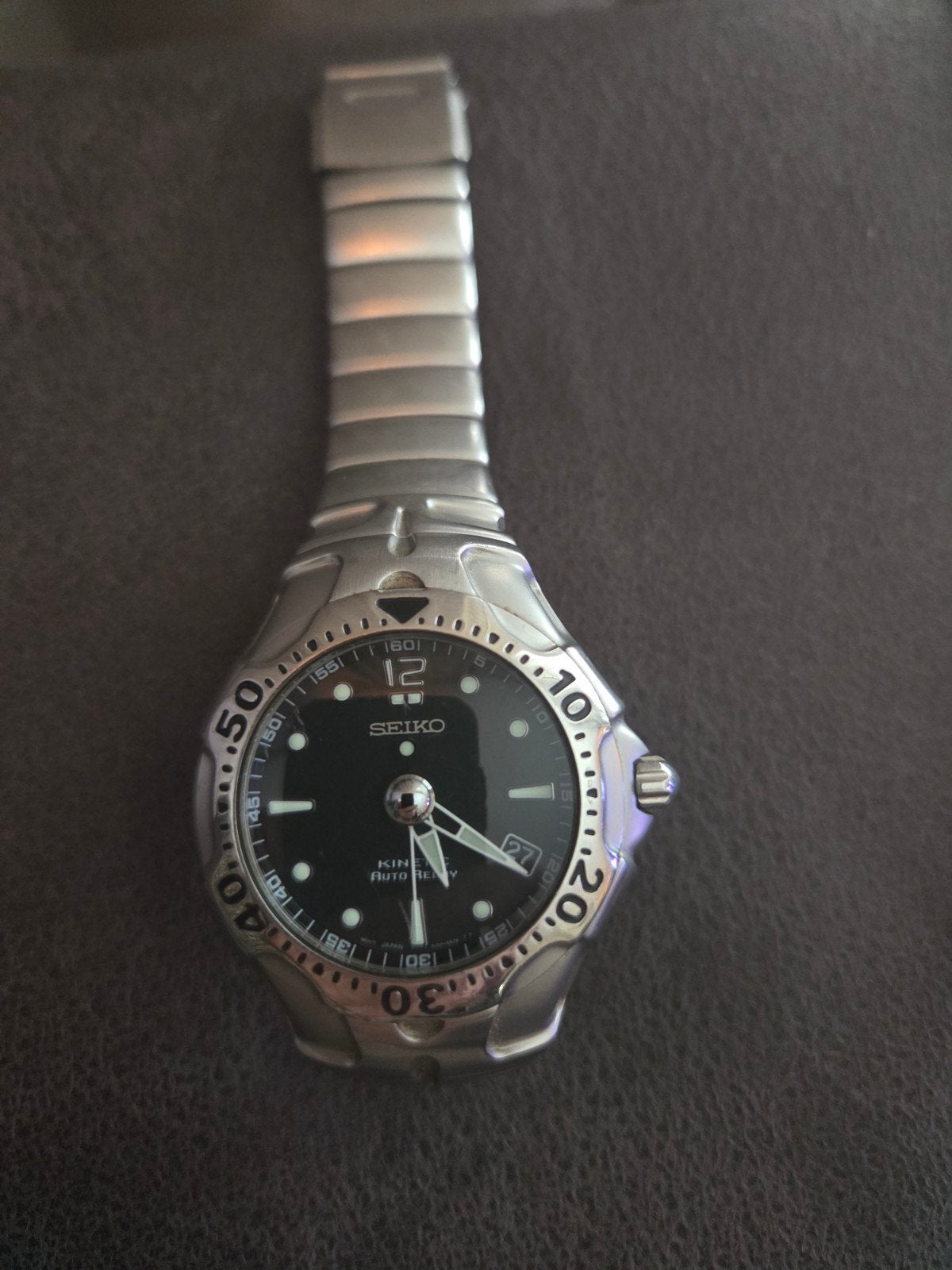 Seiko Kinetic Auto Relay Herenhorloge - Zo goed als nieuw, Sieraden, Tassen en Uiterlijk, Staal, Polshorloge, Ophalen of Verzenden