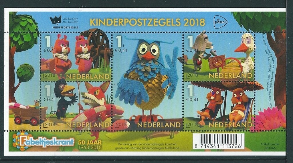 Velletje kinderzegels 2018 , no 3694, Postfris, Ophalen of Verzenden, Postfris