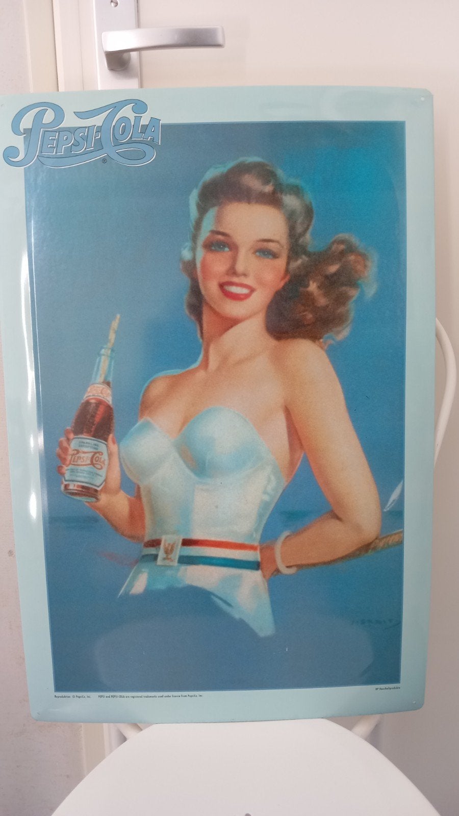 Pepsi-Cola reclamebord., Tekstbord, Gebruikt, Ophalen of Verzenden, Met ophangmogelijkheid