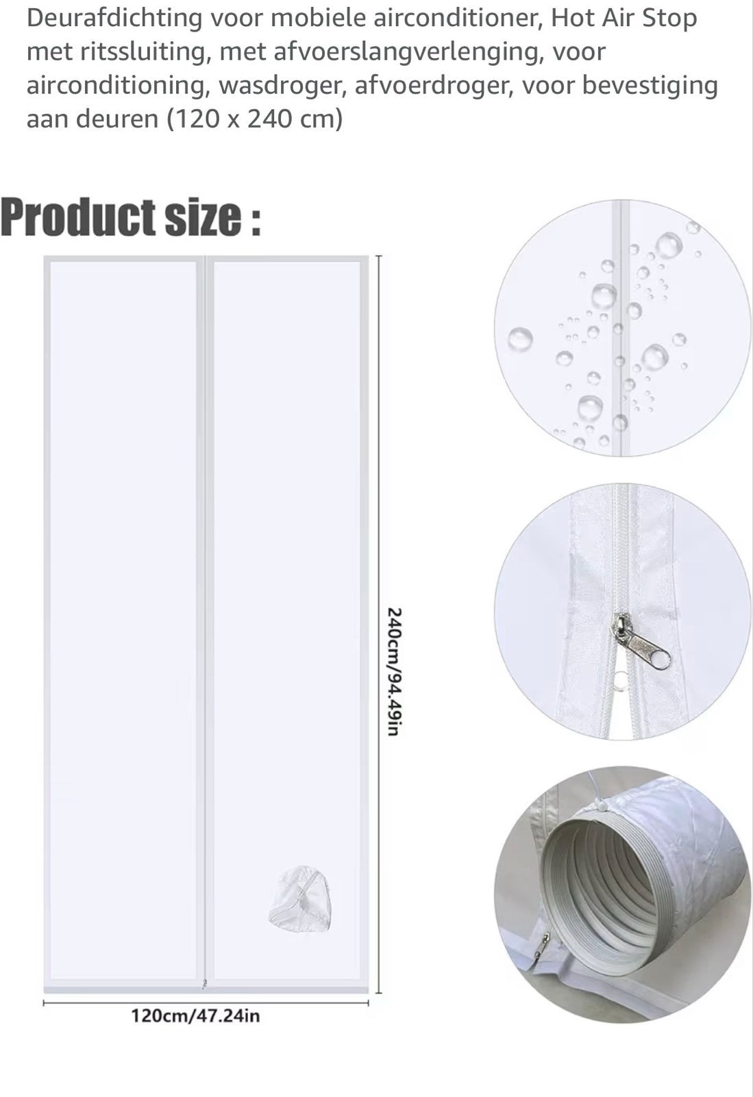 Deurafdichting voor mobiele airco, wasdroger (120x240cm), Ophalen, Nieuw, Mobiele airco