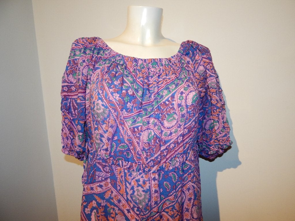 BA&SH langere jurk paisley print roze blauw elastische halsM, Kleding | Dames, Jurken, Maat 38/40 (M), Meerkleurig, Ophalen of Verzenden