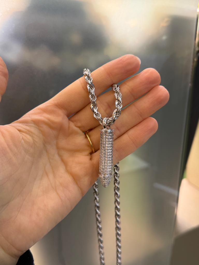 9KT Goud - Hanger - Bullet Pendant - Kogel - Labdiamanten, Ophalen, Nieuw, Goud