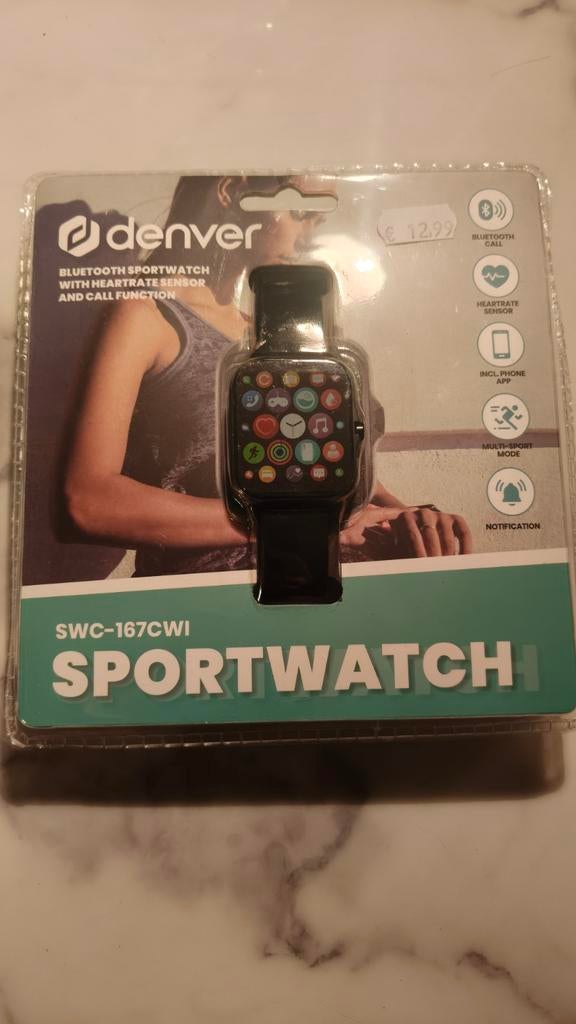 Denver SWC-167CWI Bluetooth Sportwatch met Hartslagmeter, Hartslag, Zwart, Nieuw, Ophalen of Verzenden
