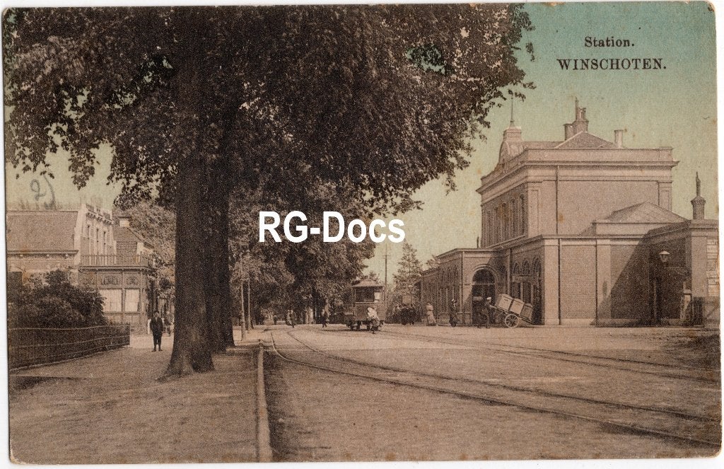 Ansichtkaart - Briefkaart Trein Station Winschoten Tram 1912, Verzamelen, Ophalen of Verzenden, Voor 1920, Gelopen, Groningen