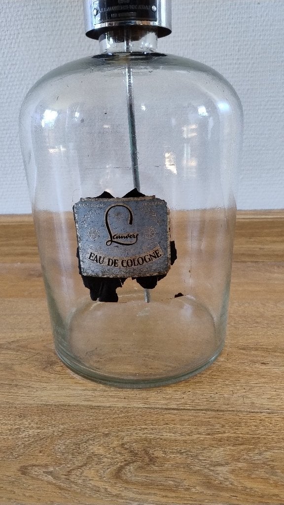 Parfum Eau de Cologne drogisterij 5 ltr bijvul fles uit 1949, Ophalen, Gebruikt, Parfumfles
