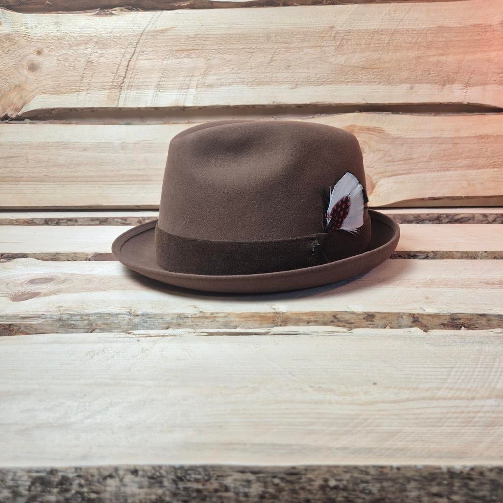 Vintage Stetson Premier Trilby - Bruin - Size 58, Kleding | Heren, Hoeden en Petten, Stetson, Hoed, Ophalen of Verzenden, Zo goed als nieuw