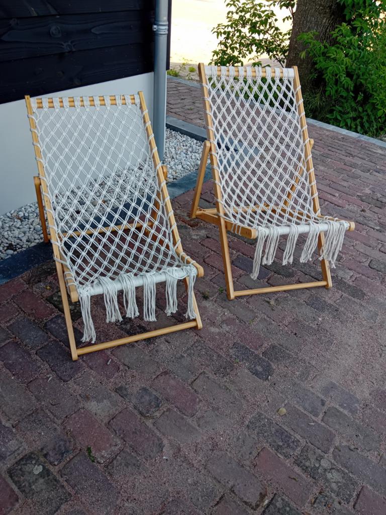 Superleuke ibiza style inklapbare tuin/strandstoeltjes, Ophalen, Nieuw, Hout
