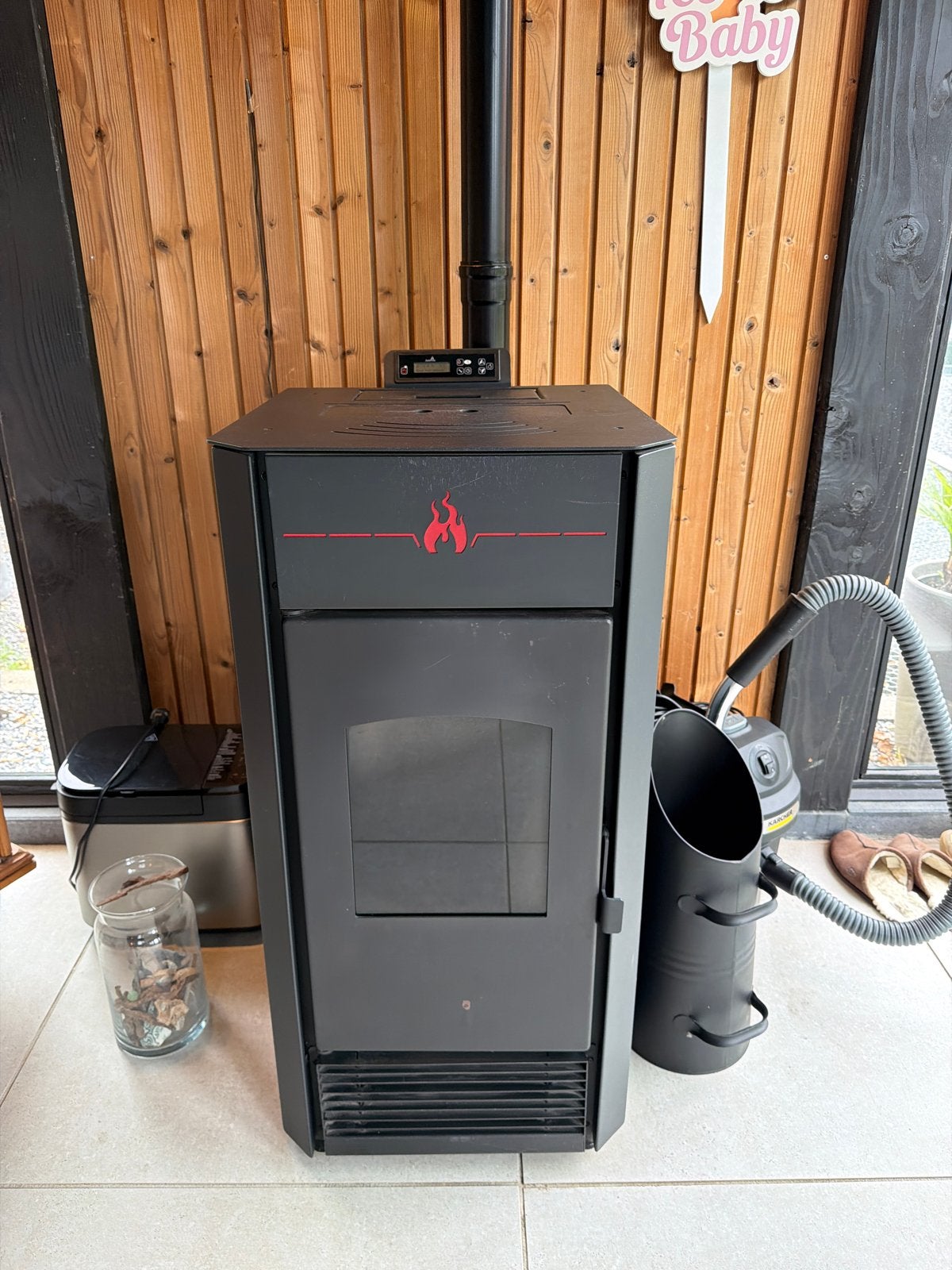 JustFire Pelletkachel PS-15-1 - 6-14KW, 94% efficiëntie, Ophalen, Gebruikt, Pelletkachel, Vrijstaand