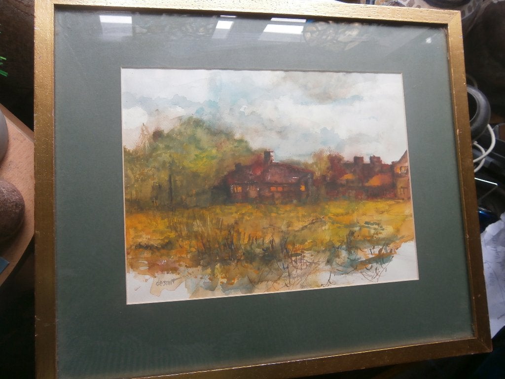 Mooi Belgisch schilderij aquarel v/e Landschap SIGN.DeSMIDT, Antiek en Kunst, Ophalen of Verzenden, Landschap, Papier
