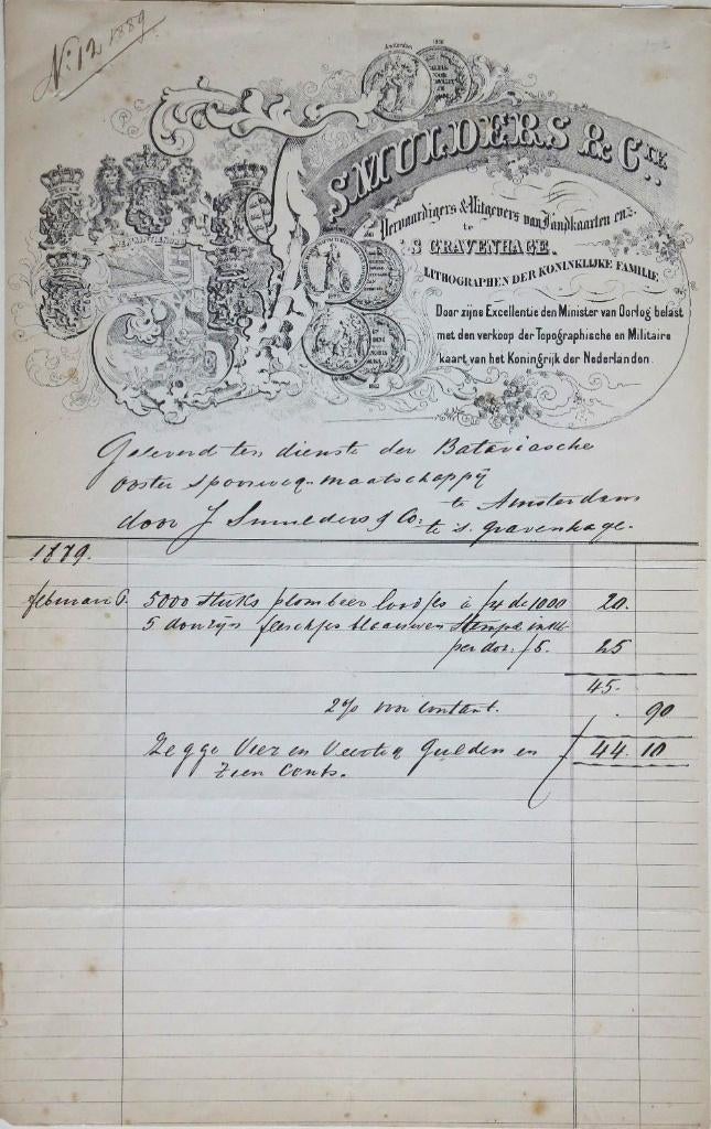 Willem III / Drukkerij Smulders litho "Ontwerp Briefpapier", Ophalen, Gebruikt, Nederland, Overige typen