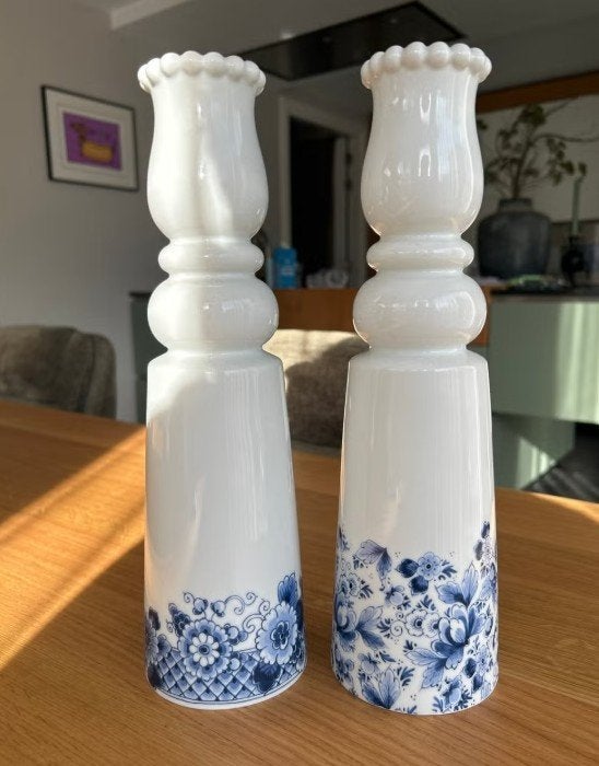 Randstad vaas Marcel Wanders - 2 Delfts blauwe vazen, bloem, Antiek en Kunst, Ophalen of Verzenden, Vaas, Meerkleurig
