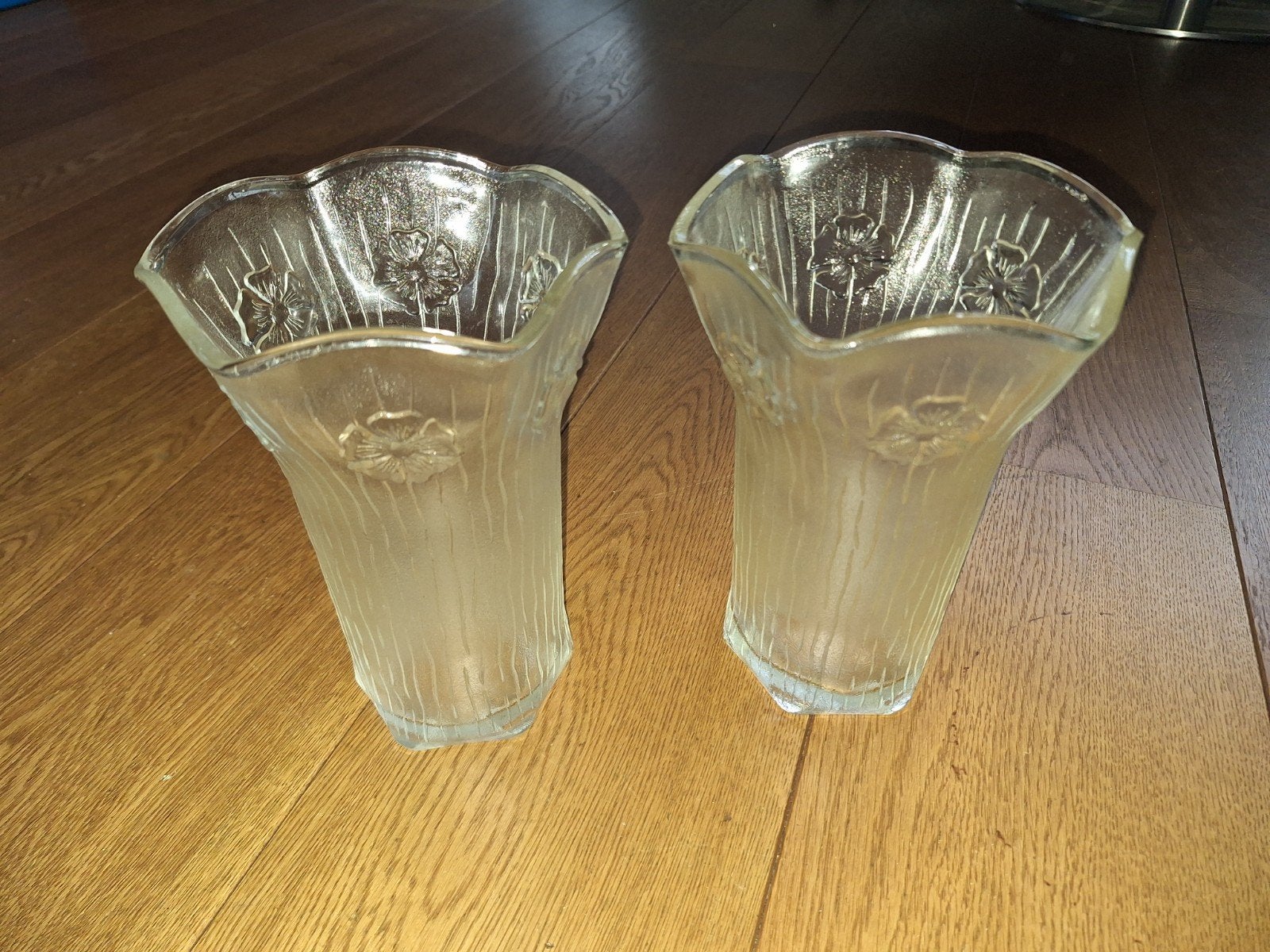 2 Vintage Glazen Vazen Italy. Marius Sabino art deco, Ophalen of Verzenden, Zo goed als nieuw, Glas