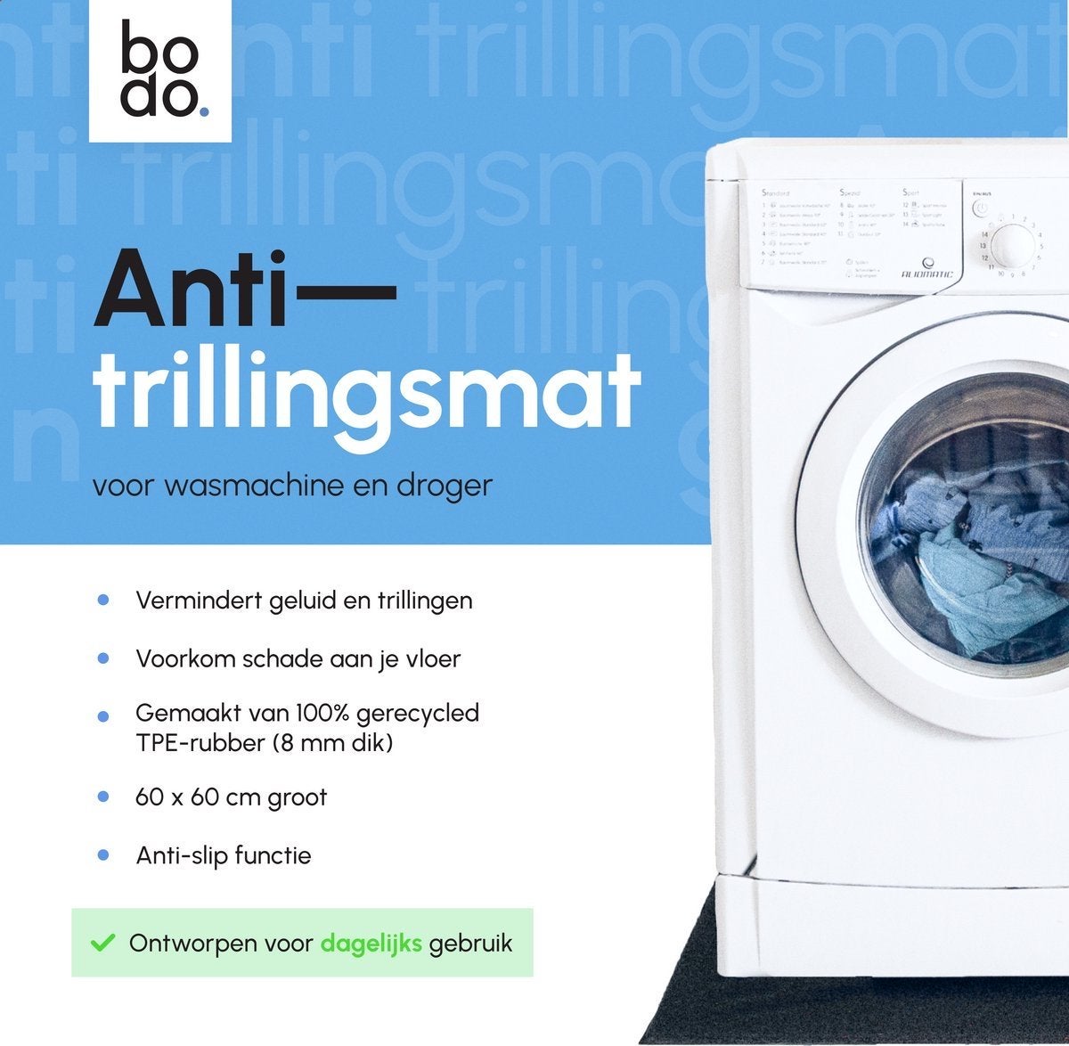 Anti Trillingsmat Wasmachine en Droger 60x60x0.8cm, Witgoed en Apparatuur, Onderdelen en Toebehoren, Ophalen, Onbekend, Zo goed als nieuw