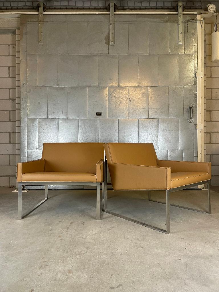 Bernhardt Design Lounge Fauteuil (voorraad: 4), Huis en Inrichting, Fauteuils, Ophalen, Gebruikt, Minder dan 75 cm, Leer