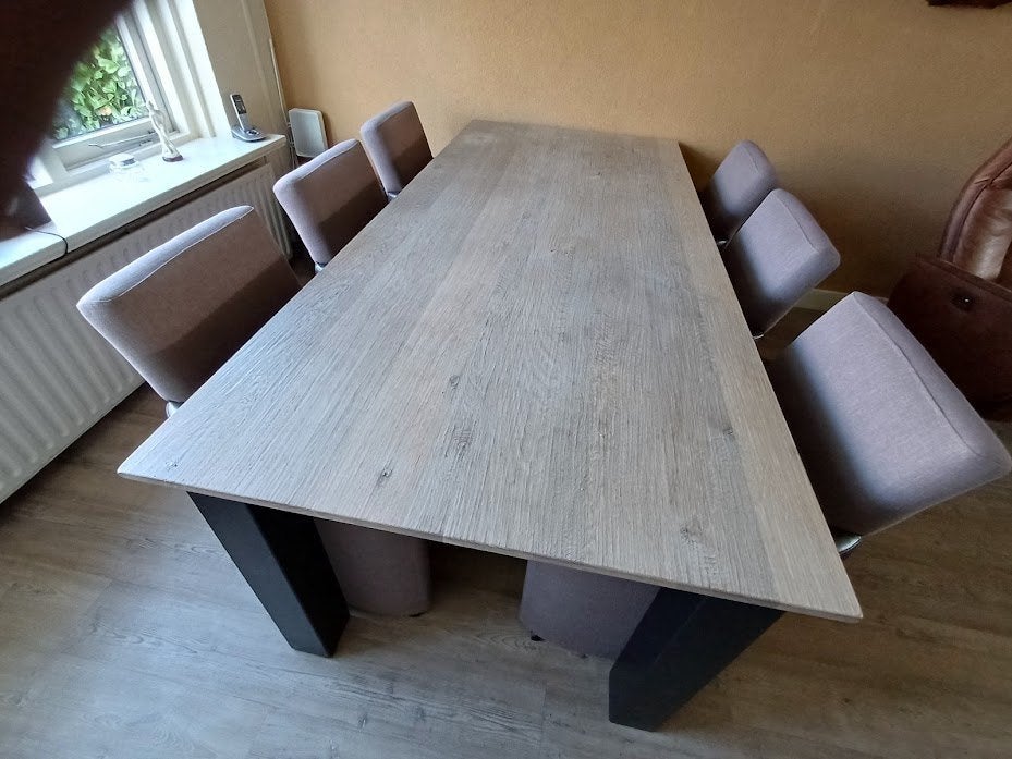 6 eetkamer stoelen, Huis en Inrichting, Stoelen, Ophalen, Bruin armleuning leer met rolwielen, demonteerbaar, Gebruikt, Overige kleuren