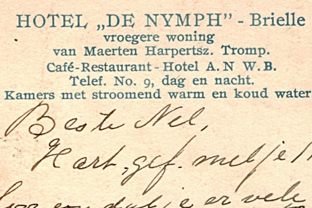 936005 Brielle Hotel Restaurant De Nymph Postzegel afgeweekt, Ophalen of Verzenden, 1920 tot 1940, Gelopen, Zuid-Holland