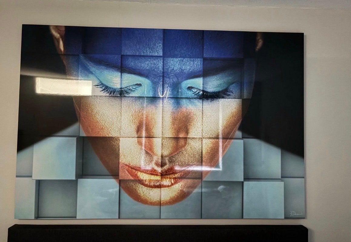 MondiArt AluArt "Girl Blue" - Modern Vrouwengezicht, Ophalen, Gelakt/vernis, Print, Metaal