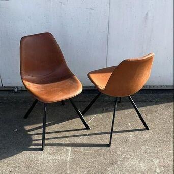 2 stuks Dutchbone francky stoelen zo goed als nieuw, Ophalen, Twee, Bruin, Zo goed als nieuw