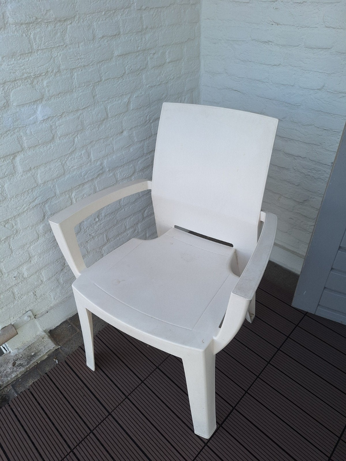 Witte tuinstoel, Tuin en Terras, Tuinstoelen, Ophalen, Gebruikt, Kunststof