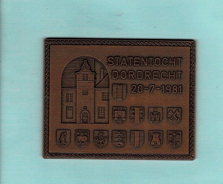 Dordrecht, Statentocht 1981, plakette, Ophalen of Verzenden, Nederland, Munten