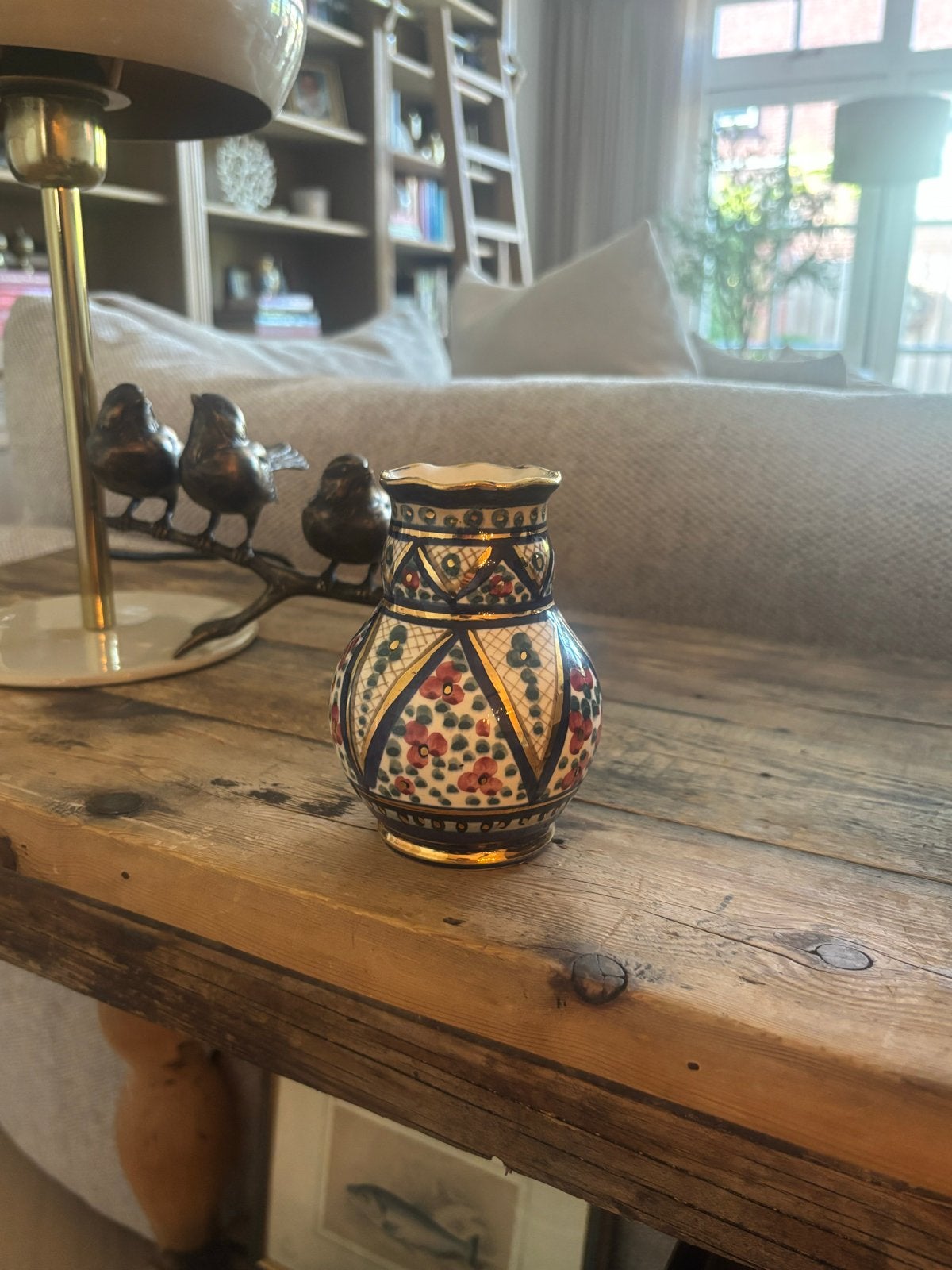 Antiek handgeschilderd vaasje, 11,5 cm hoog, Antiek en Kunst, Ophalen of Verzenden