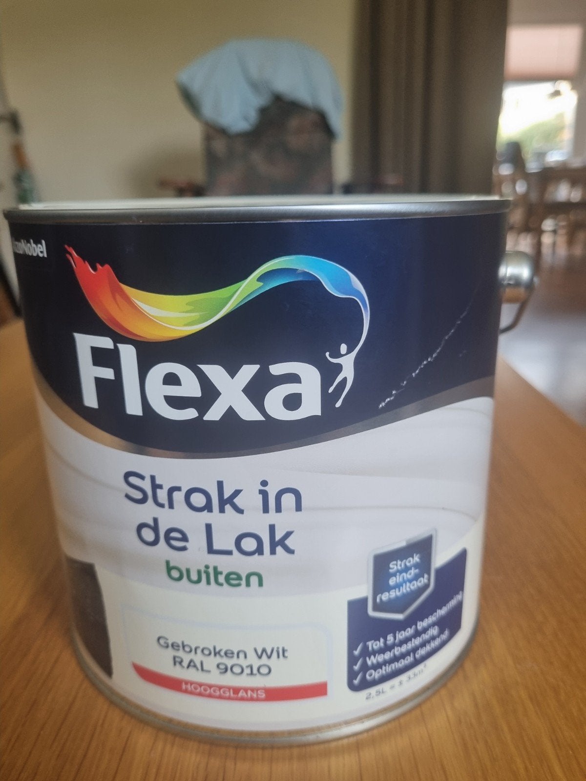Flexa Strak in de Lak Buiten Hoogglans RAL 9010 Gebroken Wit, Doe-het-zelf en Verbouw, Ophalen of Verzenden, Nieuw