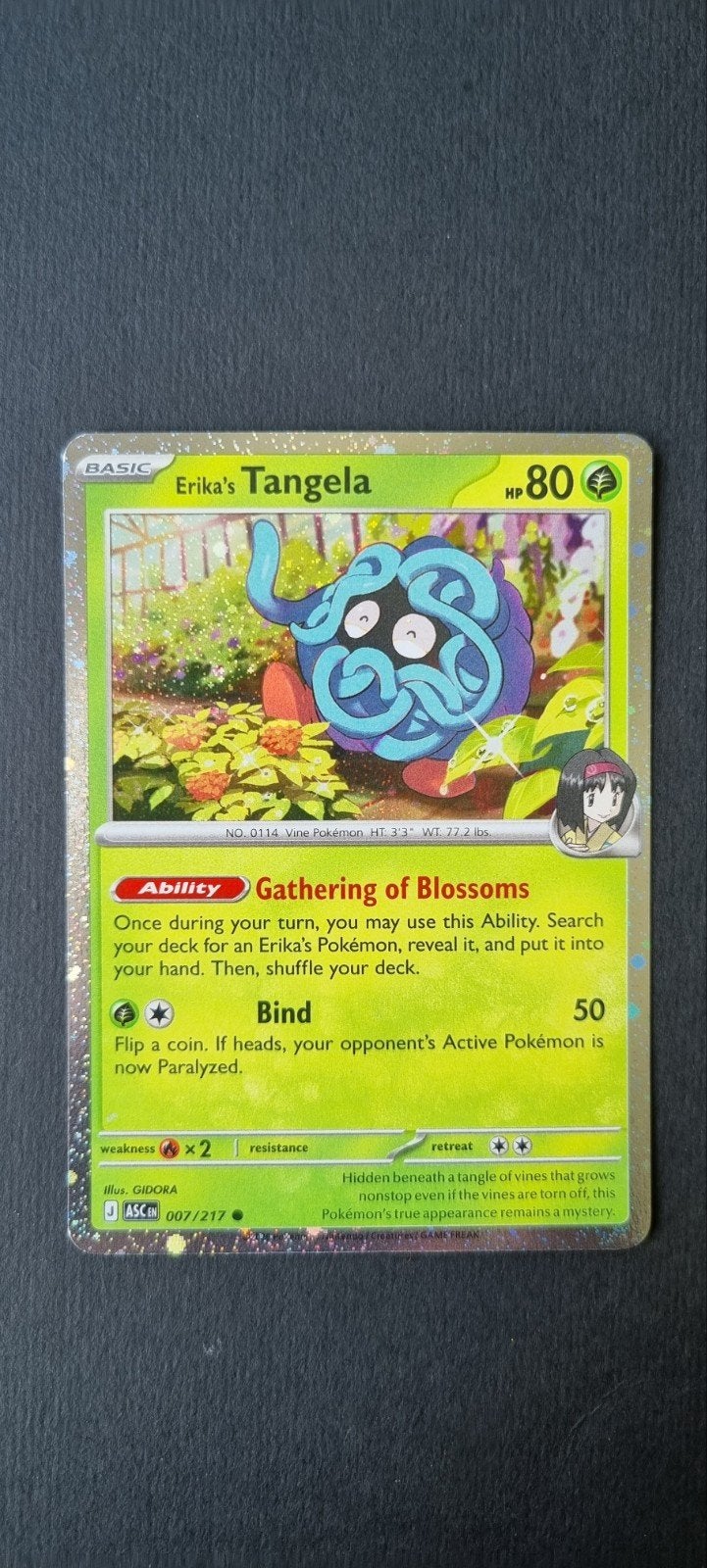 Erika's Tangela Cosmos Holo XASC 007/217, Ophalen of Verzenden, Zo goed als nieuw, Losse kaart, Foil