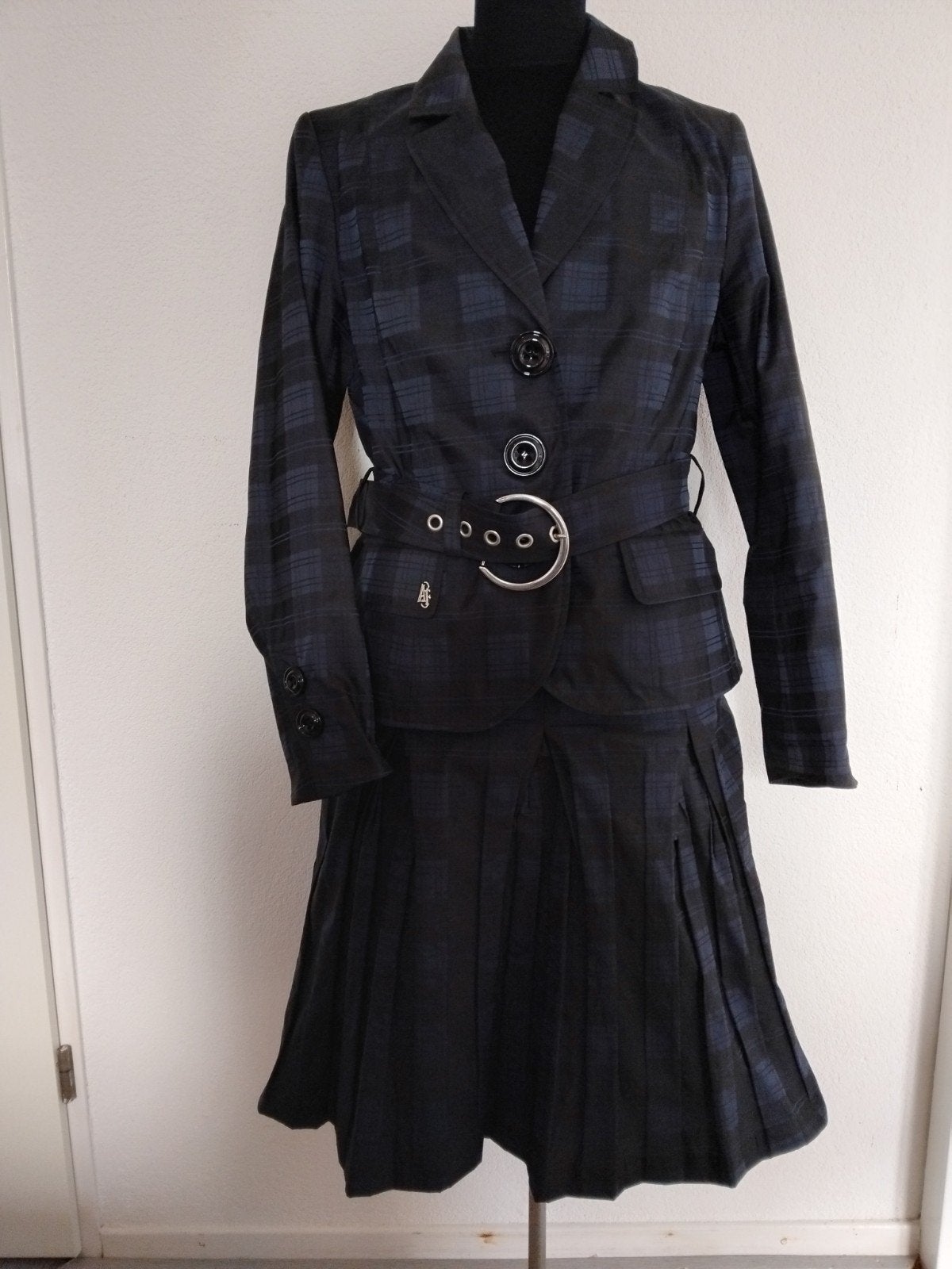 Airfield geruite blazer en rok set, maat 42, Kostuum of Pak, Zwart, Maat 42/44 (L), Ophalen of Verzenden