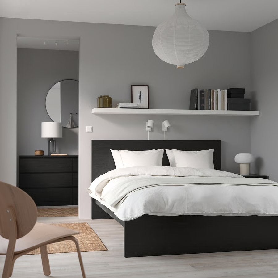IKEA MALM Bedframe 160x200 cm met 2 bedlades, zwartbruin, Overige materialen, Zwart, Tweepersoons, Ophalen of Verzenden