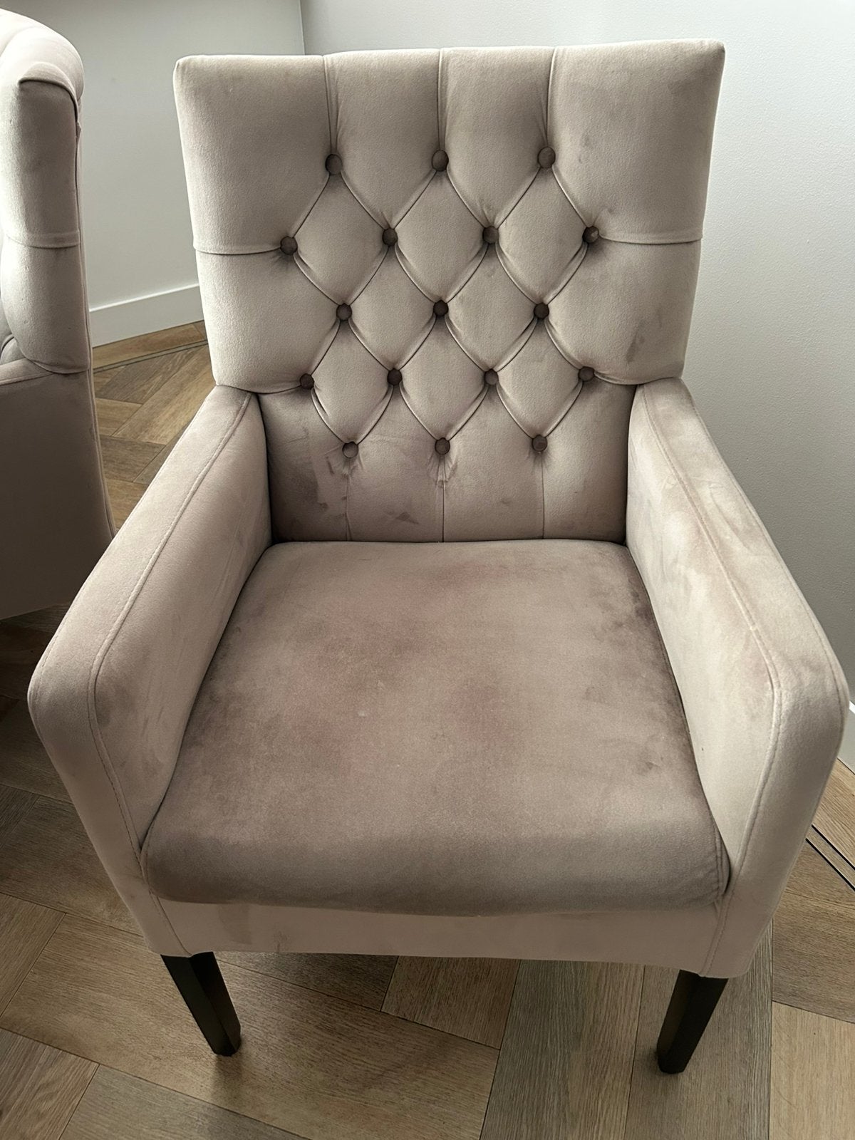 6 schitterend zo goed als nieuwe landelijke taupe stoelen, Ophalen, Zo goed als nieuw, Stof