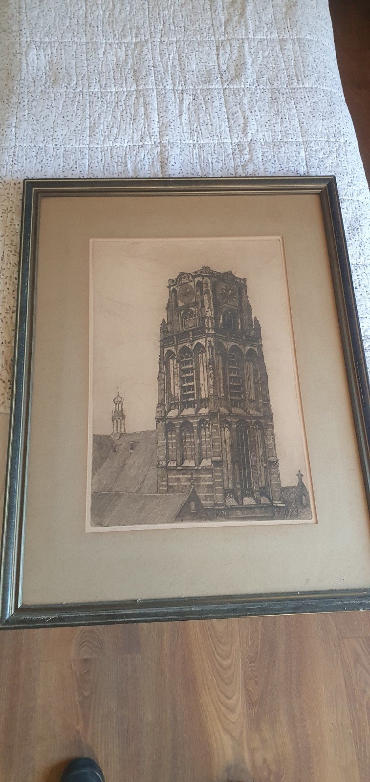 Pen tekening 1930 Rotterdam laurenskerk, Ophalen