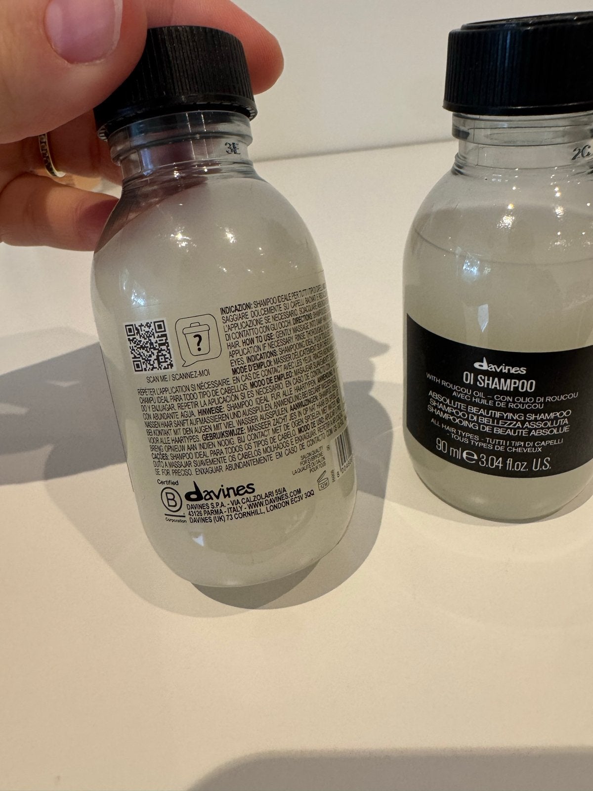 Davines OI Shampoo - 2x 90ml, Ophalen of Verzenden, Nieuw, Shampoo of Conditioner