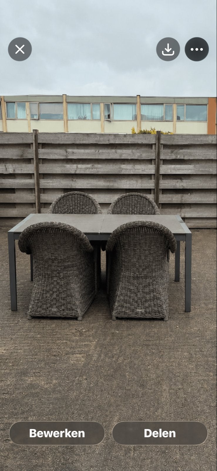 Royal Patio tuinset met 4 stoelen en tafel, Ophalen, 4 zitplaatsen, Gebruikt, Eettafel