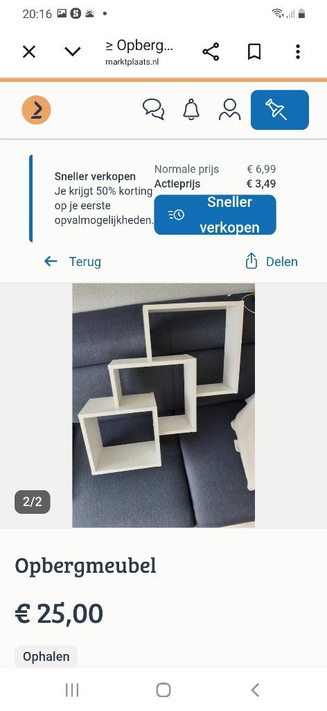 Wandkastje, Ophalen, Gebruikt, 64 cm, Hout