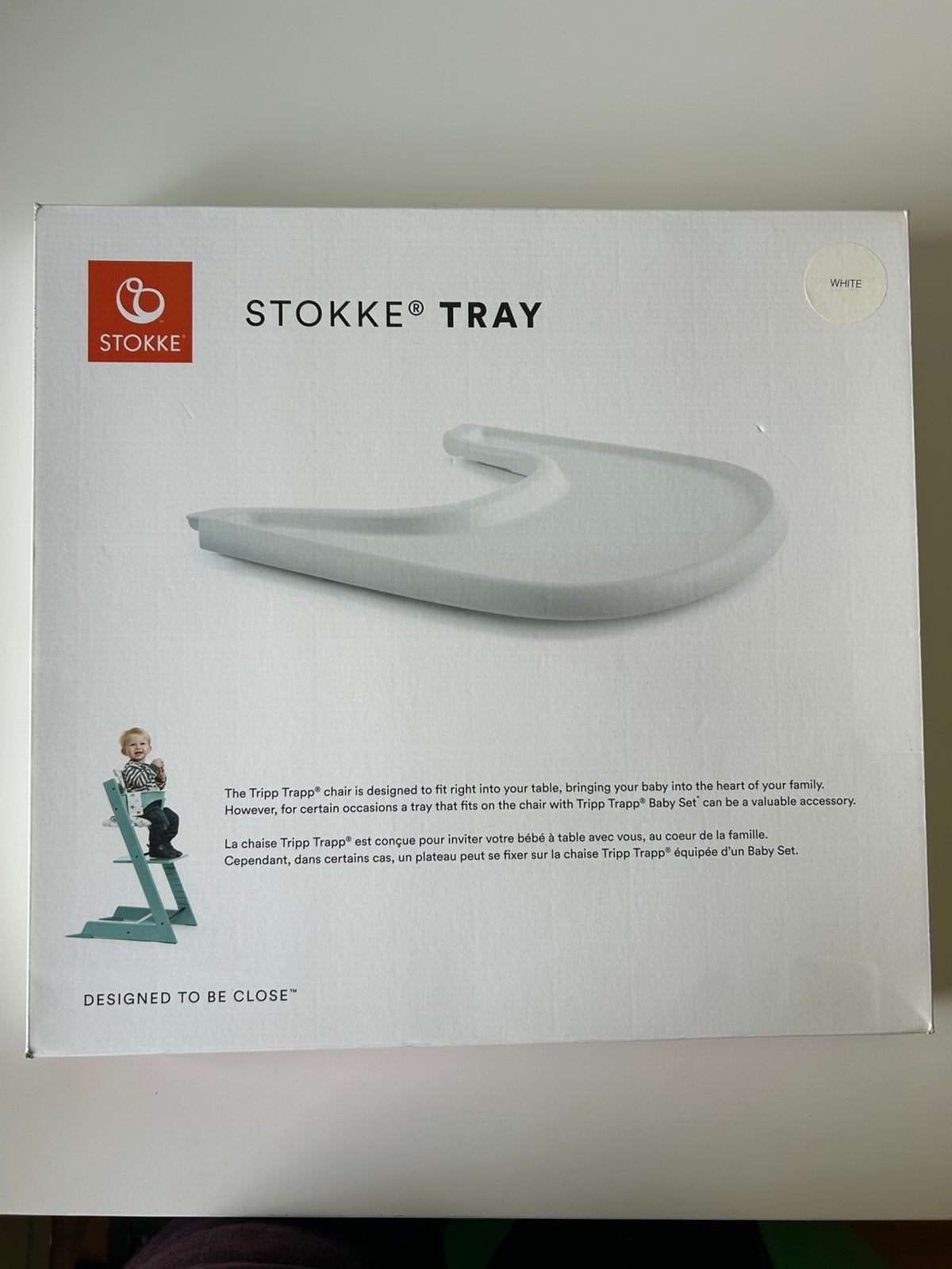 Stokke Tripptrapp tray wit, Ophalen, Zo goed als nieuw, Meegroeistoel, Afneembaar eetblad