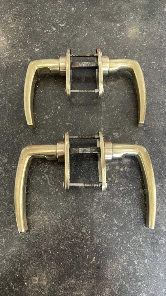 2x set Messing Gouden Deurklinken ANTIEK Vintage deurkrukken, Antiek en Kunst, Ophalen of Verzenden