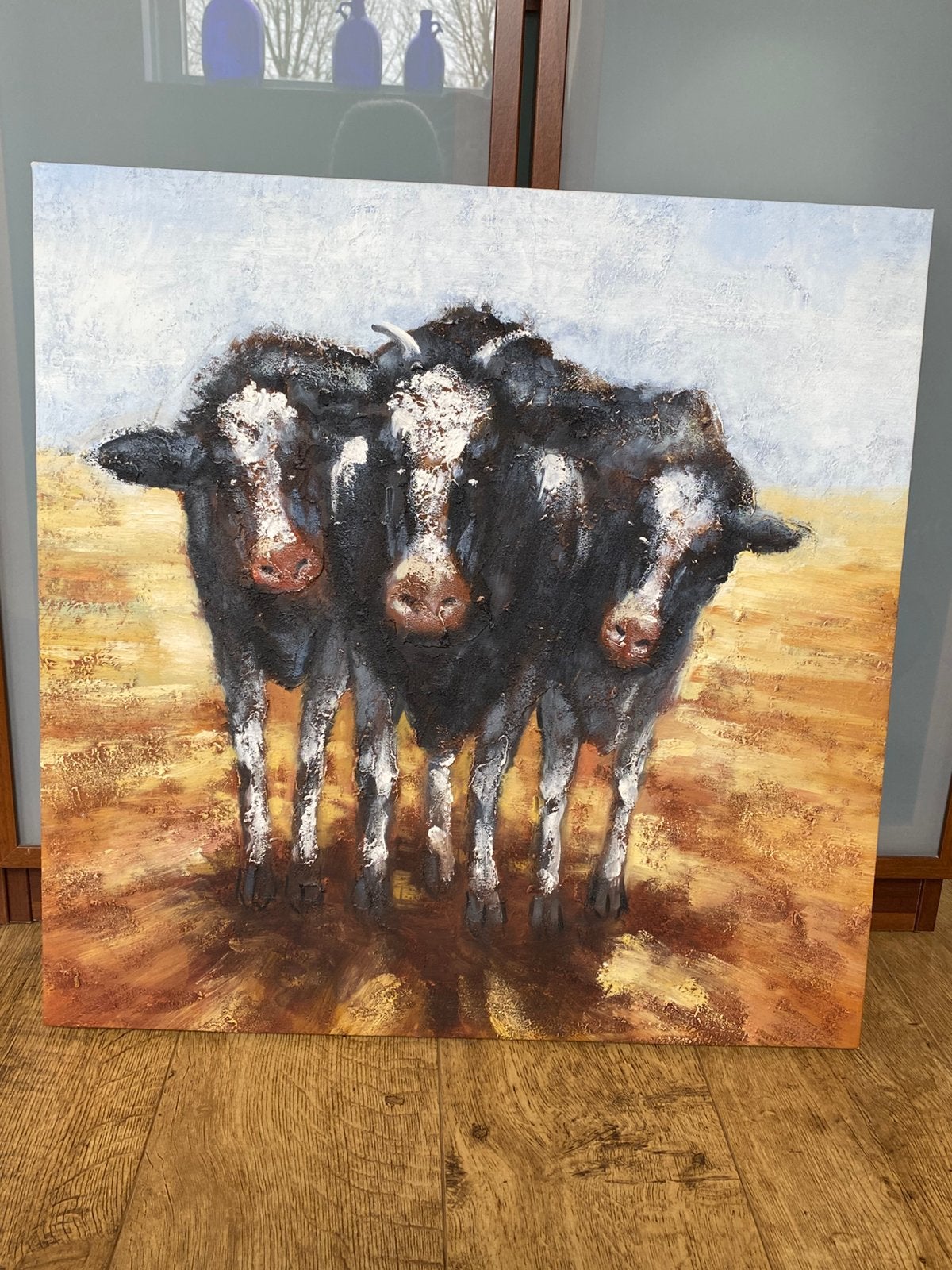 Handgeschilderd schilderij met koeien, Ophalen of Verzenden, Schilderij, 50 tot 75 cm