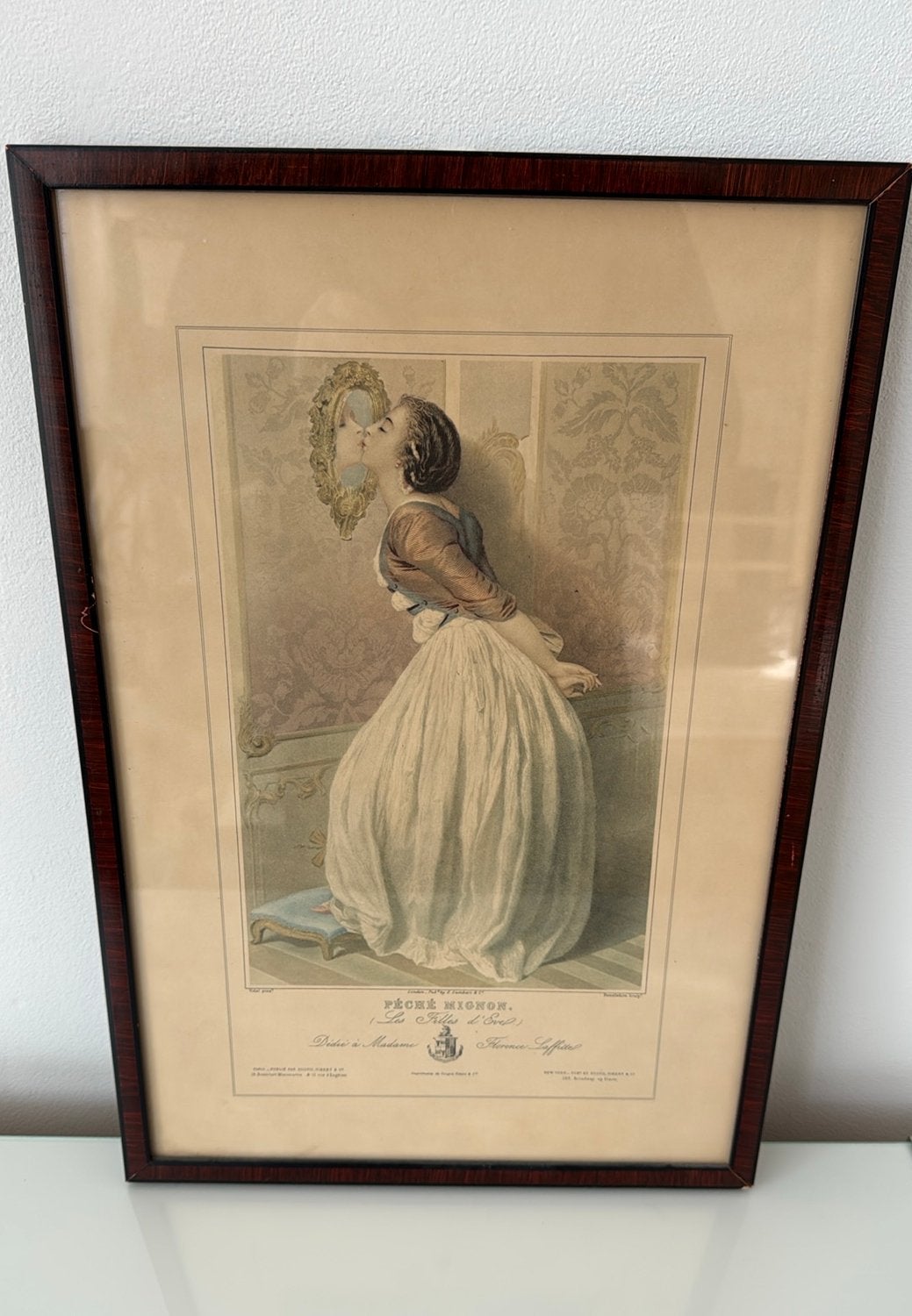 Antieke Frans Brocante modeprent prent, Ophalen of Verzenden