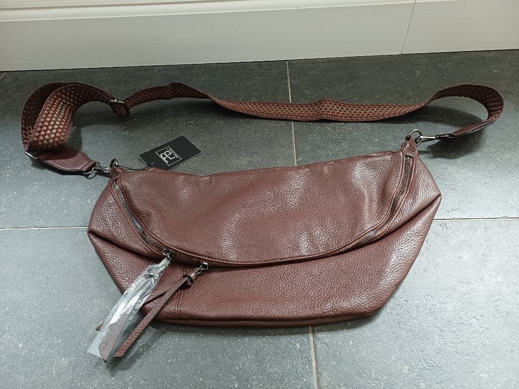 Nieuw: cross body tas bruin met mooie brede lange band., Ophalen of Verzenden, Nieuw, Bruin, Schoudertasje