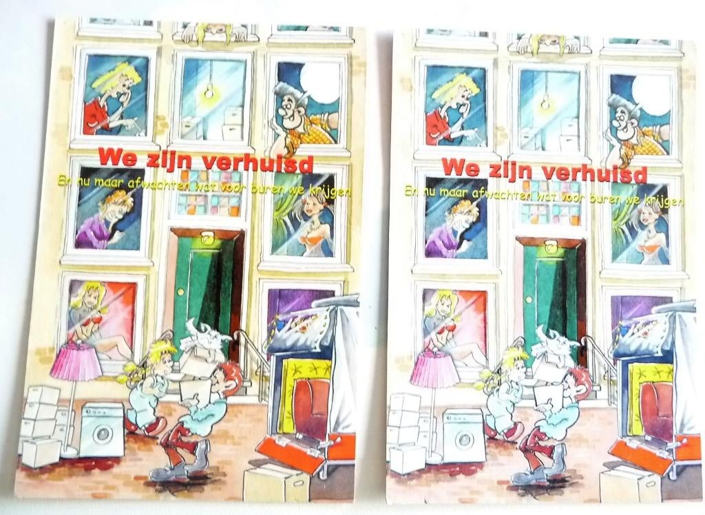 KOOPJE SETJES LEUKE VERHUISKAARTEN V 8 STUKS 4 VERSCHILLENDE, Verzenden, Nieuw