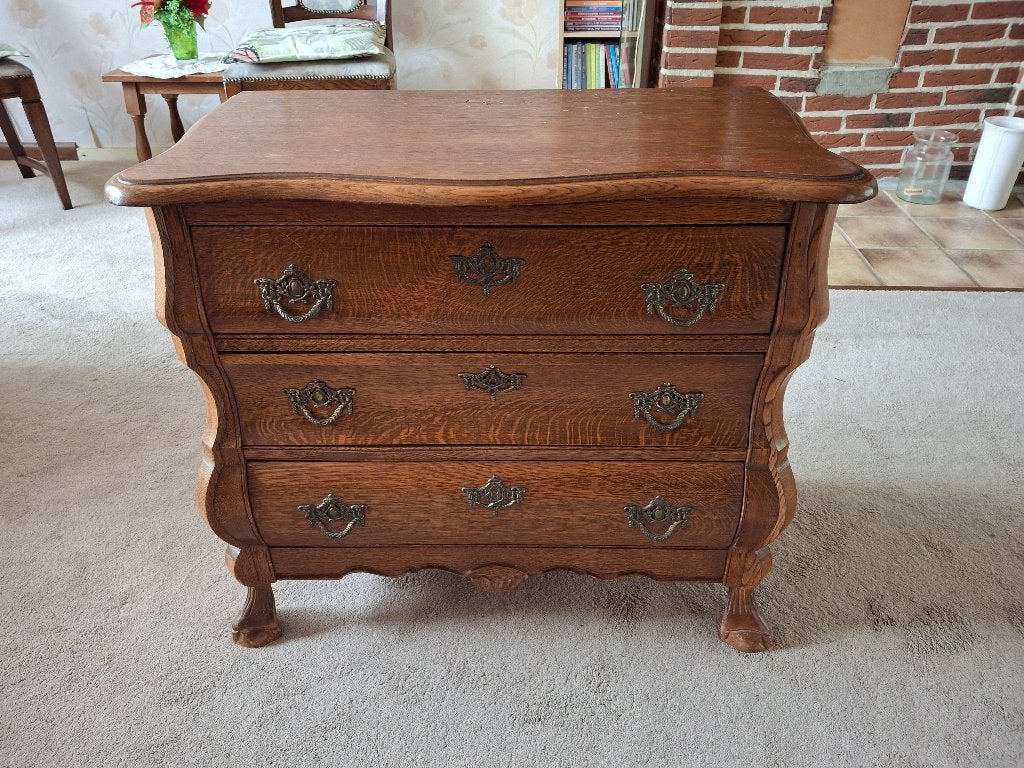 Eiken Buikkastje  Ideaal voor Upcycling / Klassiek Interieur, Ophalen, Gebruikt, 50 tot 100 cm, 3 of 4 laden