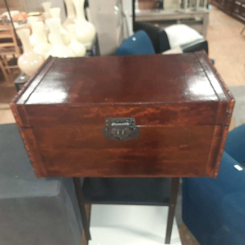 Vintage Japanse  houten lakkistst met metalen beslag, Ophalen of Verzenden, Zo goed als nieuw