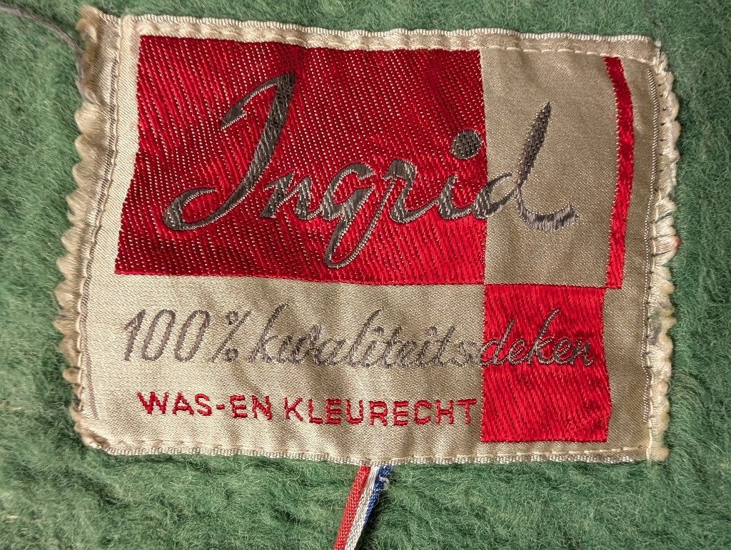 Vintage Wollen zuiver scheerwol Deken Ingrid Gestreept sprei, Ophalen of Verzenden, Gebruikt, Wol