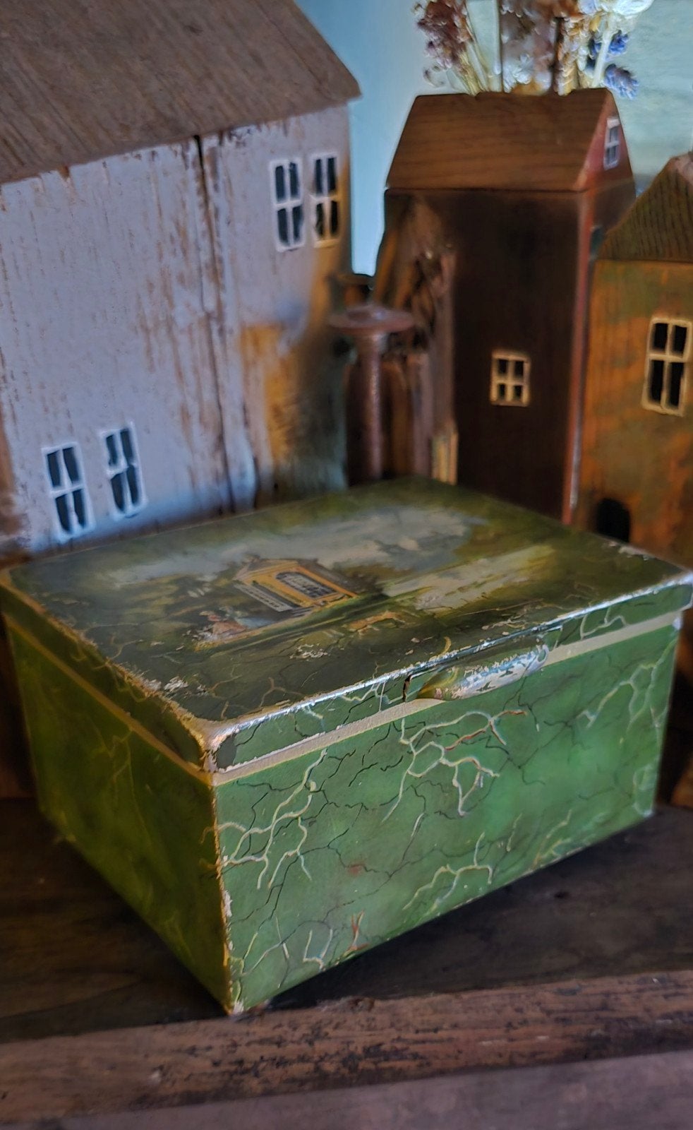 Oud groen jaren 30 Pickwick theeblik blik, Ophalen of Verzenden