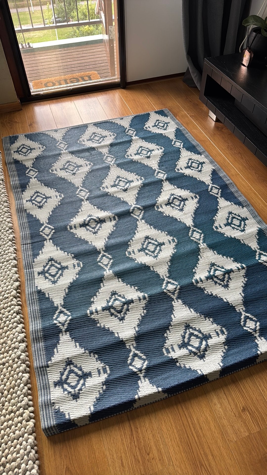 Tuinkleed / balkonkleed blauw patroon 180cm x 120cm, Ophalen, Gebruikt, 100 tot 150 cm, Blauw