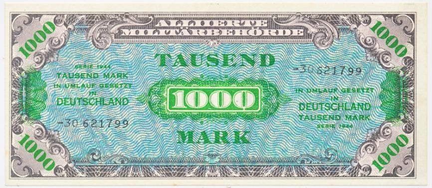 Duitsland set 1/2 Mark – 1000 Mark 1944 Wo2, Postzegels en Munten, Bankbiljetten | Europa | Niet-Eurobiljetten, Ophalen of Verzenden