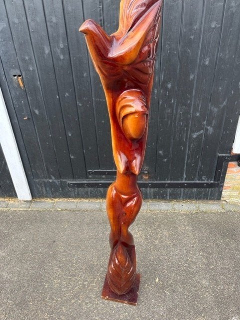 Aziatisch houten beeld, Antiek en Kunst, Ophalen, 1 meter - 2 meter, Beeld, Hout